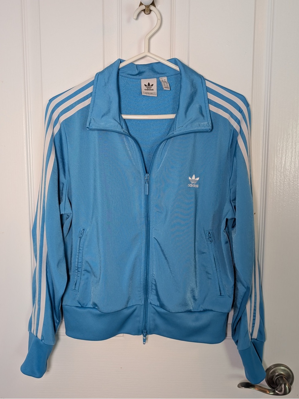 adidas 💙 Light Blue Track Jacket with White Stripes